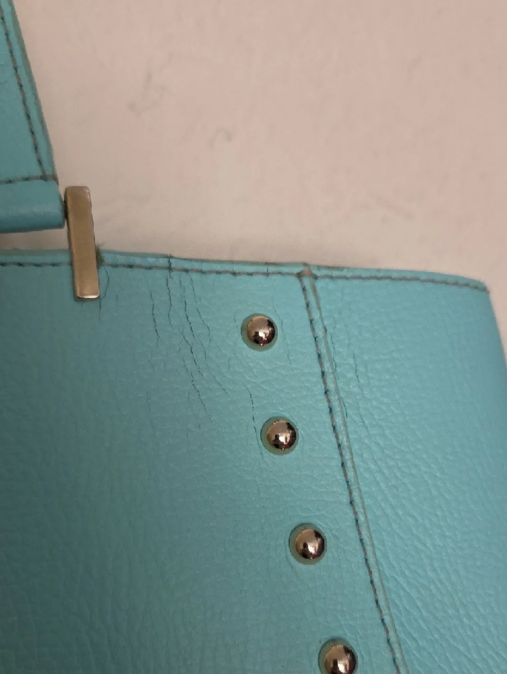 kate spade aqua studded leather tote